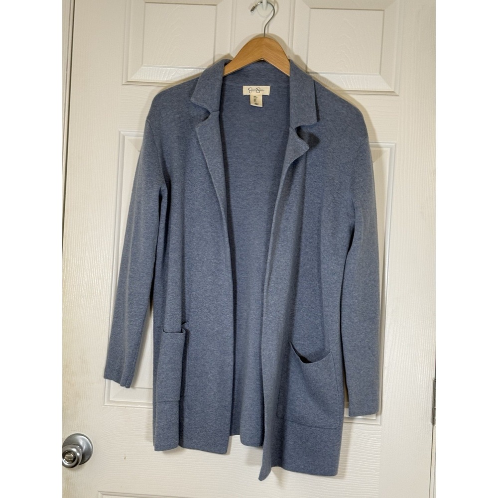 Jessica Simpson Women's Small Blue Midi Cardigan Sweater Longline Cozy Pockets
